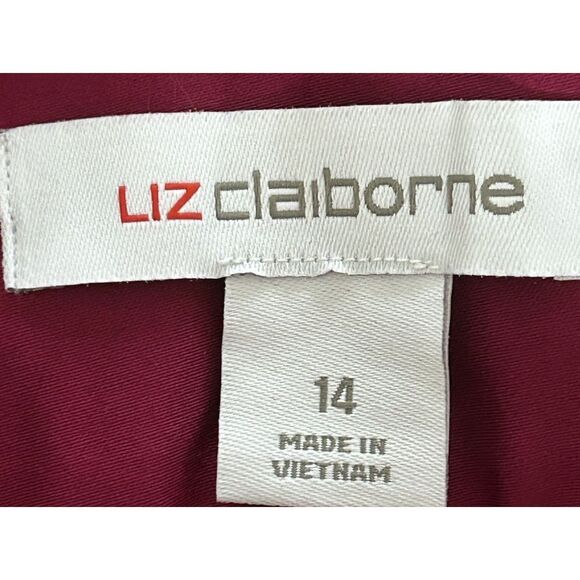 Liz Claiborne Women's Size 14 Pleated Dress Pants Wine Maroon - Picture 3 of 6